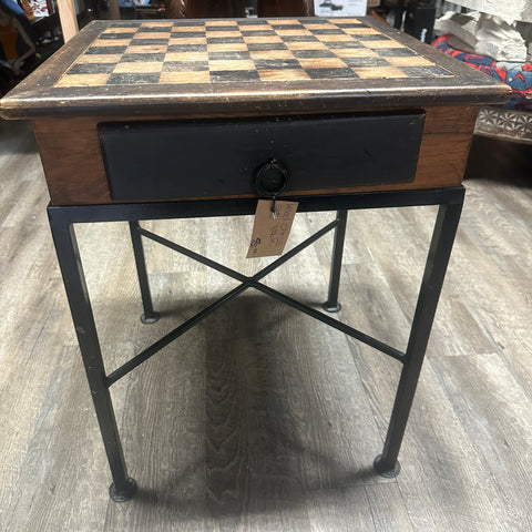 Wood Chess/Checkers Combo Side Table