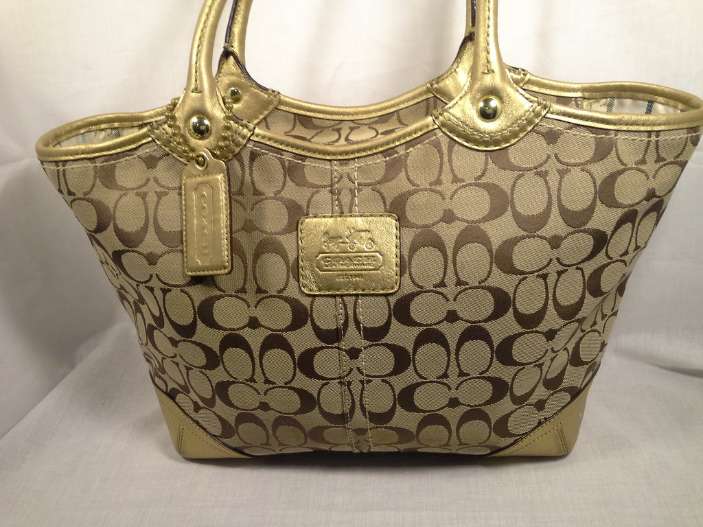 Coach Signature Khaki Gold Bleeker Tote 12369