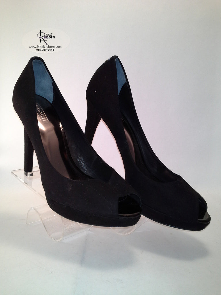 Coach Selma Black Suede Peep Toe Heels - Labelz Reborn