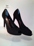 Coach Selma Black Suede Peep Toe Heels - Labelz Reborn