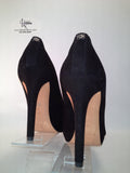 Coach Selma Black Suede Peep Toe Heels - Labelz Reborn
