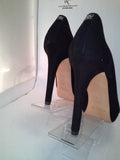 Coach Selma Black Suede Peep Toe Heels