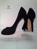 Coach Selma Black Suede Peep Toe Heels