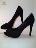 Coach Selma Black Suede Peep Toe Heels