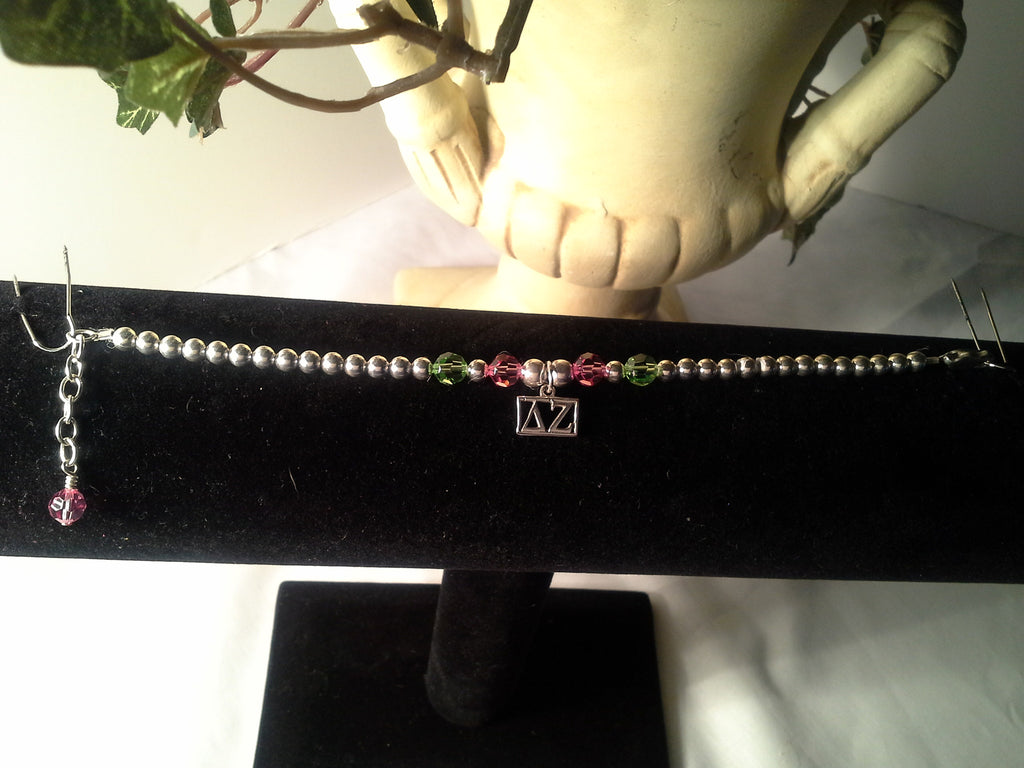 Sterling Silver Delta Zeta Charm Bracelet