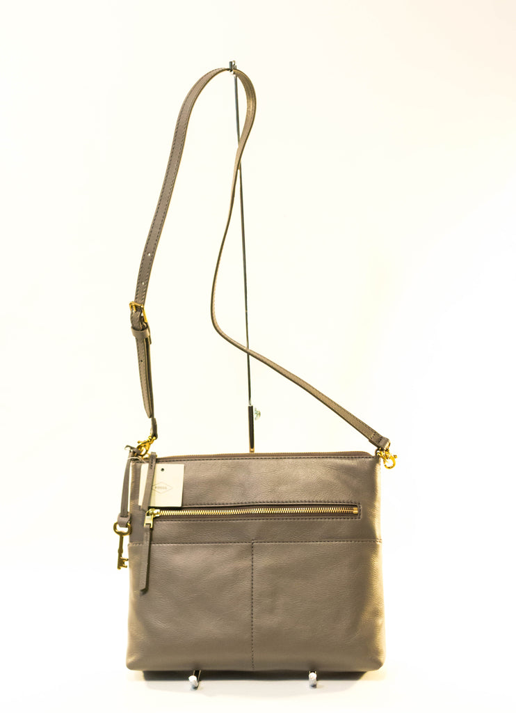 Fossil Shadow Fiona Large Gray Crossbody
