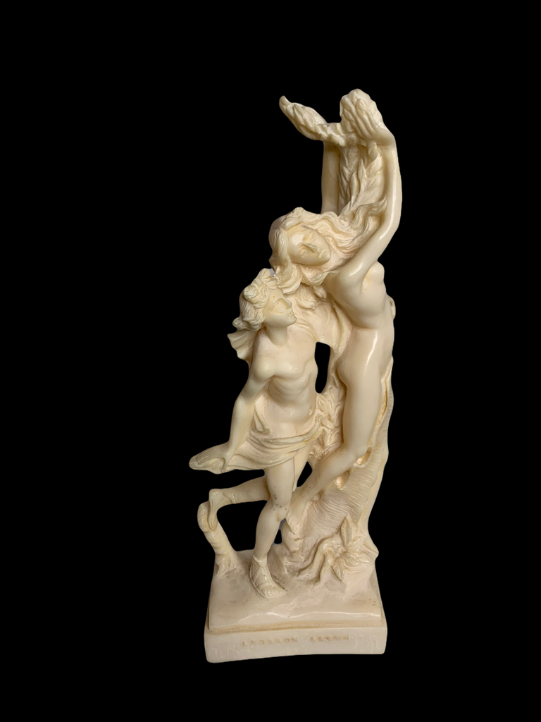 Apollo & Daphne Nude Greek Mythology Hand Carved In Greece Alabaster Sculpture