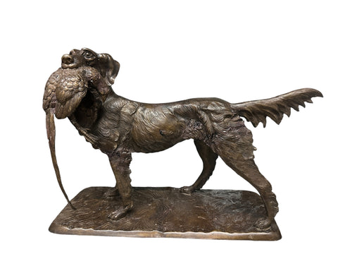 Bronze Irish Setter Bird Dog Hunting Sculpture