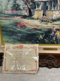 Vintage framed oil painting, titled "Hummingbird Hill" by Marty Bell
