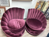 Pair Scalloped Asymmetrical Lounge Chairs, 1950’s