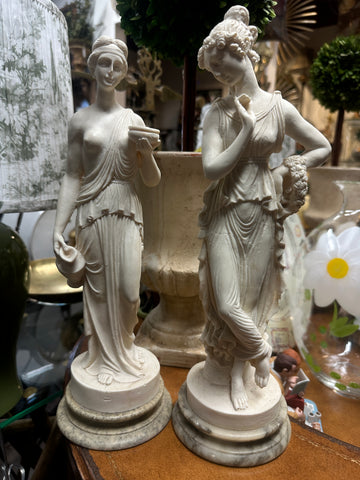 Pair of Neoclassical Style Alabaster Powder Sculptures