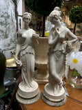 Pair of Neoclassical Style Alabaster Powder Sculptures