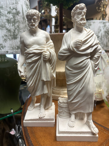 Pair of Ancient Greek Philosopher Statues: Solon & Sophocles