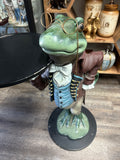 Vintage Bombay Butler Statue Frog Butler End Table Holding a Serving Tray 32"