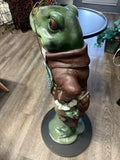 Vintage Bombay Butler Statue Frog Butler End Table Holding a Serving Tray 32"