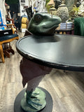 Vintage Bombay Butler Statue Frog Butler End Table Holding a Serving Tray 32"