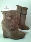 Joie Tan Leather Love Me Two Times Leather Wedge Boots