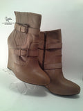 Joie Tan Leather Love Me Two Times Leather Wedge Boots