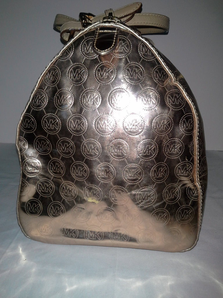 Michael Kors Grayson Nickel Mirror Metallic Logo Satchel Bag - $45