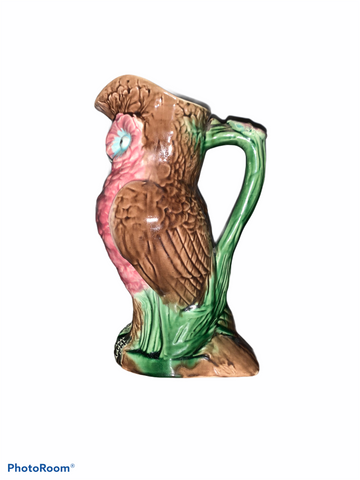 19th Century English Majolica Owl Pitcher