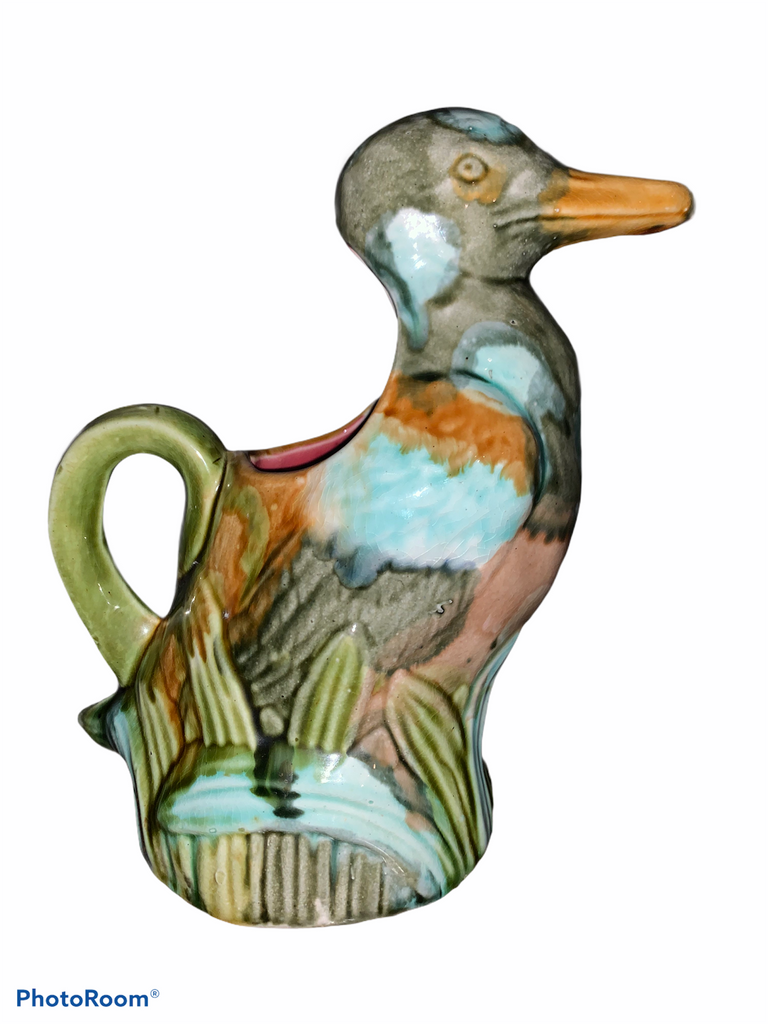 Antique Majolica Pelican Pitcher Rare