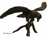 Vintage Patinated Bronze American Bald Eagle Upon Landing 36” sculpture